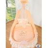 Babykorg med himmel Björn med rosett peach