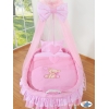 Babykorg med himmel Björn med rosett rosa