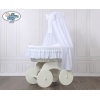 Babykorg med himmel på hjul Charlotte no 70202med vit broderat Bäddset