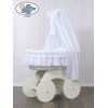 Babykorg med himmel på hjul Charlotte no 70202med vit broderat Bäddset