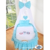 Babykorg med himmel Ugglor Bigi Zibi & Adele turquoise