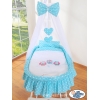 Babykorg med himmel Ugglor Bigi Zibi & Adele turquoise
