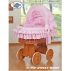 Babykorg med hjul Nallebjörn med rosett rosa