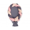 Babynest & Spjälskydd Fläta 2 i 1 - beige-pastel pink-Antracit