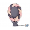 Babynest & Spjälskydd Fläta 2 i 1 - beige-pastel pink-Antracit