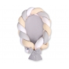 Babynest & Spjälskydd Fläta 2 i 1 - vit-grå-beige