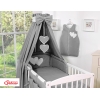 Bäddset Babysäng Sängkläder 5-delar med himmel hjärtan Antracit