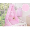Bäddset Babysäng Sängkläder 5-delar med himmel hjärtan rosa ränder