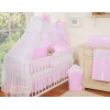 Bäddset / Sängkläder 7-delar med stor myggnät hjärtan Vita Prickar på rosa