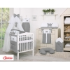 Bäddset / Sängkläder till Babysäng 5 delar med stor myggnät Little Prince/Princess Antracit