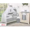 Bäddset / Sängkläder till Babysäng 5 delar med stor myggnät Little Prince/Princess Antracit