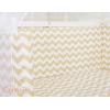 Bäddset / Sängkläder 6 stycken for bedside cot FABIO- Basic zigzag beige