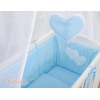 Bäddset / Sängkläder 6 stycken for bedside cot FABIO- hjärtan blå