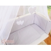 Bäddset / Sängkläder 6 stycken for bedside cot FABIO- hjärtan grå