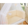 Bäddset / Sängkläder 6 stycken for bedside cot FABIO- hjärtan Vita Prickar på beige