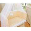 Bäddset / Sängkläder 6 stycken for bedside cot FABIO- hjärtan Vita Prickar på beige