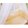 Bäddset / Sängkläder 6 stycken for bedside cot FABIO- hjärtan Vita Prickar på beige
