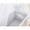 Bäddset / Sängkläder 6 stycken for bedside cot FABIO- hjärtan Vita Prickar på grå