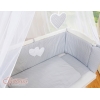Bäddset / Sängkläder 6 stycken for bedside cot FABIO- hjärtan Vita Prickar på grå