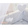 Bäddset / Sängkläder 6 stycken for bedside cot FABIO- hjärtan Vita Prickar på grå