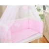 Bäddset / Sängkläder 6 stycken for bedside cot FABIO- hjärtan Vita Prickar på rosa