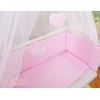 Bäddset / Sängkläder 6 stycken for bedside cot FABIO- hjärtan Vita Prickar på rosa