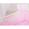 Bäddset / Sängkläder 6 stycken for bedside cot FABIO- hjärtan Vita Prickar på rosa
