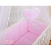 Bäddset / Sängkläder 6 stycken for bedside cot FABIO- hjärtan Vita Prickar på rosa