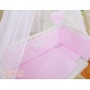 Bäddset / Sängkläder 6 stycken for bedside cot FABIO- hjärtan Vita Prickar på rosa