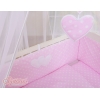 Bäddset / Sängkläder 6 stycken for bedside cot FABIO- hjärtan Vita Prickar på rosa