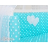 Bäddset / Sängkläder 6 stycken for bedside cot FABIO- hjärtan Vita Prickar på turquoise