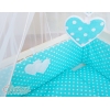 Bäddset / Sängkläder 6 stycken for bedside cot FABIO- hjärtan Vita Prickar på turquoise
