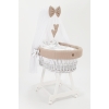 Bäddtextilier med sänghimmel för babykorg i klassisk beige färg
