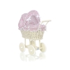 Beige Rotting Dockvagn med Bäddset - Rosa Blommor