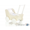 Dockvagn i trä Milla med bäddset Vit-Beige-754