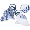 Double-sidead car seat blanket- Chevron mörkblå