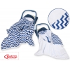 Double-sidead car seat blanket- Chevron mörkblå