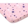 Dra-på-lakan i bomull 120x60cm pink-navy blå stjärnor