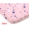 Dra-på-lakan i bomull 120x60cm pink-navy blå stjärnor