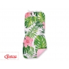 Dubbelsidig Sittdyna till Barnvagn Barnvagnsdyna tropical flowers/rosa