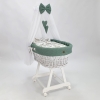 Elegant bäddset med sänghimmel för babykorg i khaki våffelstruktur