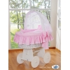 Exklusiv Babykorg på hjul Glamour pink-vit