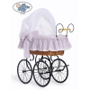 Exklusiv Gammaldags Babykorg med textil Jasmine - White - rosa with lace