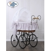 Exklusiv Gammaldags Babykorg med textil Jasmine - White - rosa with lace