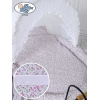 Exklusiv Gammaldags Babykorg med textil Jasmine - White - rosa with lace