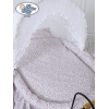 Exklusiv Gammaldags Babykorg med textil Jasmine - White - rosa with lace