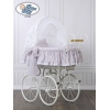 Exklusiv Gammaldags Babykorg Uppsättning Jasmine - White - rosa with lace