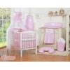 Himmel till babysäng Chiffon Hjärtan Vita Prickar på rosa