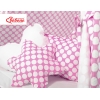 MEGA Tipitält SET: Tipi tält Lekmatta Kuddar och dekorfjädrar - rosa med Vita Prickar