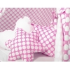 MEGA Tipitält SET: Tipi tält Lekmatta Kuddar och dekorfjädrar - rosa med Vita Prickar